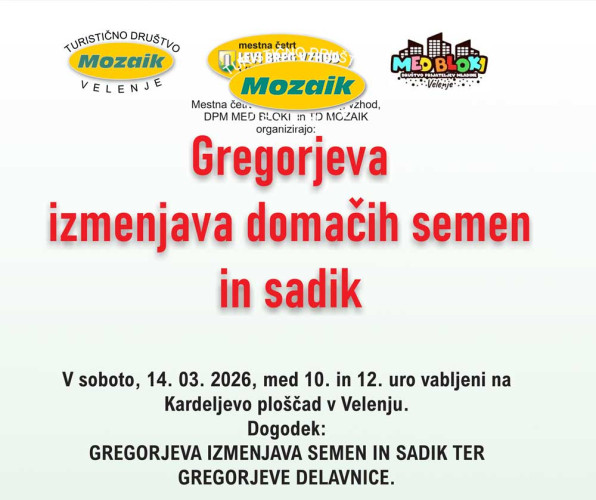 7. Gregorjeva izmenjava semen, sadik in Gregorjeva delavnica